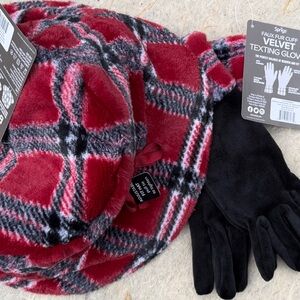 Sprigs Red and Black Velvet Texting Gloves